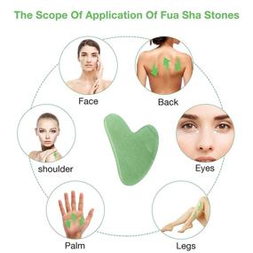 img 3 attached to Gua Sha Facial Tool: Nature Jade Stone Guasha Massage for 🧡 Scraping Facial and SPA Acupuncture Therapy - Heart Shape Jade Trigger Point Treatment