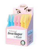 🔪 annie professional browshaper (36-pack) - stainless steel - blue/pink/yellow - safety cover - quick & precise brow shaping logo