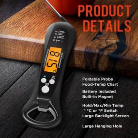 img 2 attached to 🌡️ Vanzon Instant Read Meat Thermometer: Digital Waterproof Thermometer with Wireless Technology, Backlight, Calibration & Jar Opener - Ideal for Kitchen and BBQ