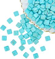 💎 100pcs square synthetic turquoise flat back gemstone cabochons for diy jewelry making - 8mm side length logo