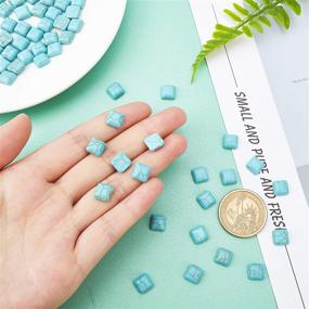 img 2 attached to 💎 100PCS Square Synthetic Turquoise Flat Back Gemstone Cabochons for DIY Jewelry Making - 8mm Side Length