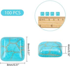 img 3 attached to 💎 100PCS Square Synthetic Turquoise Flat Back Gemstone Cabochons for DIY Jewelry Making - 8mm Side Length