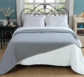 img 1 attached to Ultra-Cozy 100% Soft Premium Ringspun Cotton Thermal Blanket - Full/Queen 🛏️ Size - Platinum - Perfect for Layering Beds, Snuggling, and Long-Lasting Comfort