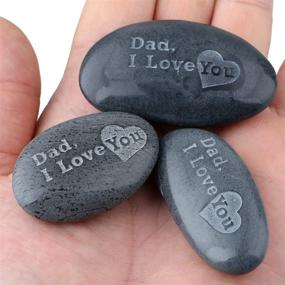 img 3 attached to 🎁 Премиальные гравированные вдохновляющие камни на День отца: выражение любви отцу - SUNYIK Black, упаковка из 1 шт. (1,3-2 дюйма)