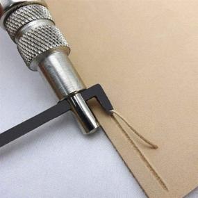 img 1 attached to Co-link регулируемый желобковый нож для шитья краев кожи 1 мм с деревянной рукояткой - премиум инструмент для кожевничества для точного желобкования и вырезания.