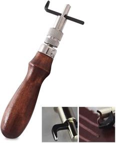 img 3 attached to Co-link регулируемый желобковый нож для шитья краев кожи 1 мм с деревянной рукояткой - премиум инструмент для кожевничества для точного желобкования и вырезания.