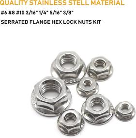 img 3 attached to 🔩 binifiMux 70Pcs Hexagon Serrated Flange Nuts Assortment Kit - 304 Stainless Steel, Includes 7 Sizes: #6, #8, #10, 3/16", 1/4", 5/16", 3/8