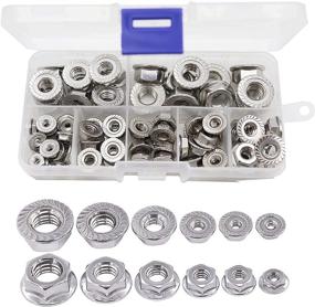 img 4 attached to 🔩 binifiMux 70Pcs Hexagon Serrated Flange Nuts Assortment Kit - 304 Stainless Steel, Includes 7 Sizes: #6, #8, #10, 3/16", 1/4", 5/16", 3/8