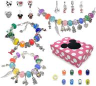 🎀 charming diy bracelets for girls: mickey mouse beads for pandora charm bracelets | jewelry making kit with pink gift box logo