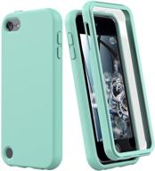 📱 rugged defender case for ipod touch 7/6/5, shockproof silicone full body cover with built-in screen protector - mint green logo