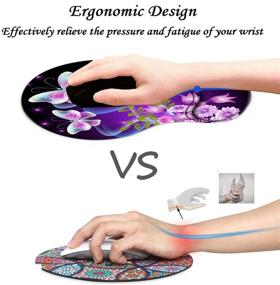 img 1 attached to 🦋 Ergonomic Mouse Pad with Wrist Support, Non-Slip Base, Large Purple Butterfly Design – Ideal Office Desk Supplies and Décor Accessories for Women and Girls