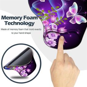 img 3 attached to 🦋 Ergonomic Mouse Pad with Wrist Support, Non-Slip Base, Large Purple Butterfly Design – Ideal Office Desk Supplies and Décor Accessories for Women and Girls