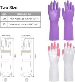 img 3 attached to 🧤 PACIFIC PPE - 2 Pairs Dishwashing Gloves, Reusable Waterproof PVC, Kitchen Cleaning Gloves with Cotton Liner - Pink & Purple - Medium