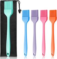 🔥 set of 5 heat resistant silicone pastry basting brushes for bbq grill, kitchen, barbecues, and baking - spread sauce, butter, oil - dishwasher safe logo