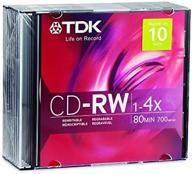 📀 high quality tdk 700mb 4x cd-rw (10-pack): reliable rewritable discs for optimal data storage logo