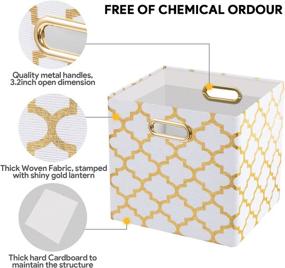 img 3 attached to Posprica Collapsible Storage Bins 11×11 Fabric Baskets Set of 4 - Cream Gold Lantern: Organize with Style!