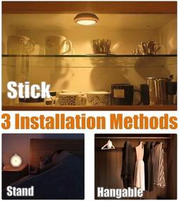 img 3 attached to 🔦 Wobsion Motion Sensor Light Indoor: Rechargeable Puck Lights for Closets, Cabinets - 3 Installation Methods - Warm White Night Lights (3 Pack)