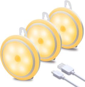 img 4 attached to 🔦 Wobsion Motion Sensor Light Indoor: Rechargeable Puck Lights for Closets, Cabinets - 3 Installation Methods - Warm White Night Lights (3 Pack)