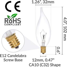 img 1 attached to 💡 Simba Lighting Candelabra Flame Tip Clear CA10 60W E12 Base (12 Pack) Decorative Incandescent Light Bulbs 120V, Dimmable, Warm White 2700K