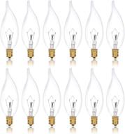 💡 simba lighting candelabra flame tip clear ca10 60w e12 base (12 pack) decorative incandescent light bulbs 120v, dimmable, warm white 2700k logo