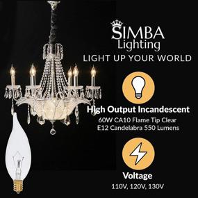 img 3 attached to 💡 Simba Lighting Candelabra Flame Tip Clear CA10 60W E12 Base (12 Pack) Decorative Incandescent Light Bulbs 120V, Dimmable, Warm White 2700K