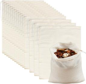 img 4 attached to 👜 TIMESETL 20 Pack Cotton Muslin Drawstring Bags, 8 x 12 Inch – Ideal Storage Solution for Pantry, Gifts, and More