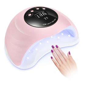 img 4 attached to 💅 FITNATE Лампа для гель-лака UV LED 72W с 4 таймерами и автосенсором для быстрого высыхания. В комплекте с дополнительным маникюрным набором - идеально подходит для ногтей на руках и ногах, идеально подходит для домашнего и салонного использования. Розовая.