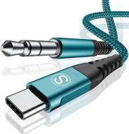 🔌 аудио адаптер sweguard usb c к jack 3,5 мм - 4 фута, чип dac, совместим с samsung galaxy s21 s20 ultra, note 20 10+, google pixel 5 4 3 2xl, ipad pro - зеленый логотип