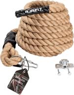 🧗 ajafit gym climbing rope: versatile 1.5 inch diameter fitness rope for indoor or outdoor workouts - multiple lengths available, easy installation, heavy duty manila hemp - includes hanger! logo