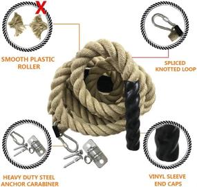 img 1 attached to 🧗 AJAFIT Gym Climbing Rope: Versatile 1.5 Inch Diameter Fitness Rope for Indoor or Outdoor Workouts - Multiple Lengths Available, Easy Installation, Heavy Duty Manila Hemp - Includes Hanger!