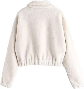 img 2 attached to 👗 Stylish & Comfortable: ZAFUL Women's Fashion Long Sleeve Lapel Half Zip Plain Faux Fur Sweatshirt