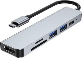 img 4 attached to 🔌 Адаптер Toppdi USB C Hub 6 в 1 - HDMI, USB, считыватель SD/TF-карт, и 87W PD - Совместим с MacBook/Pro/Air/iPad Pro и другими устройствами USB C.