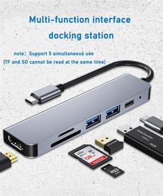 img 1 attached to 🔌 Адаптер Toppdi USB C Hub 6 в 1 - HDMI, USB, считыватель SD/TF-карт, и 87W PD - Совместим с MacBook/Pro/Air/iPad Pro и другими устройствами USB C.