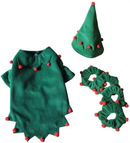 img 1 attached to 🎅 WORDERFUL Green Elf Dog Costume with Santa Hat - Christmas Xmas Pet Outfit Set with Leg Cuffs