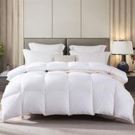 yaqunie queen size all season white goose down comforter - 100% combed cotton, 48oz medium warmth - year-around duvet insert, 90x90 inches logo