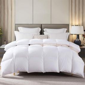 img 4 attached to YaQunie Queen Size All Season White Goose Down Comforter - 100% Combed Cotton, 48oz Medium Warmth - Year-Around Duvet Insert, 90x90 Inches