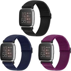 img 4 attached to 📌 Универсальные эластичные ремни Водтиан: Совместимы с Fitbit Versa 2/Versa/Versa Lite/Versa Special Edition | Регулируемые нейлоновые косички для женщин и мужчин