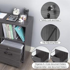 img 1 attached to 🗄️ Lavievert Wooden File Cabinet with Lock and 2 Drawers, Mobile Lateral Filing Cabinet, Printer Stand with Open Storage Shelves and Rolling Wheels for Home Office