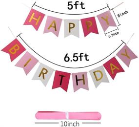 img 3 attached to 🌸 Rose Pink White Happy Birthday Banner Decorations Kit + Flower Pom Poms & Tassel Garland – Ideal for Weddings, Baby Showers, Events & Parties