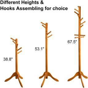 img 2 attached to 🧥 POJAGU Coat Rack: Free Standing Solid Wooden Coat Tree with 11 Hooks in Dark Walnut