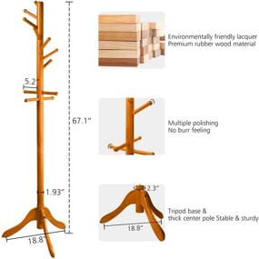 img 1 attached to 🧥 POJAGU Coat Rack: Free Standing Solid Wooden Coat Tree with 11 Hooks in Dark Walnut