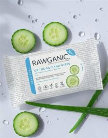 img 3 attached to 🌿 RAWGANIC Биоразлагаемые влажные салфетки для рук для использования на ходу - влажные салфетки из органического хлопка без алкоголя, без аромата с алоэ вера и огурцом (15 салфеток в упаковке)