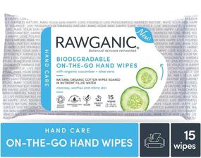 img 2 attached to 🌿 RAWGANIC Biodegradable On-the-Go Hand Wipes - Moist Alcohol-free Fragrance-free Organic Cotton Wet Wipes with Aloe Vera & Cucumber (15 wipes/pack)