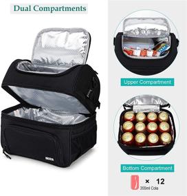 img 3 attached to 🥪 Black MIER Dual Compartment Lunch Bag Tote - Insulated Leakproof Cooler Bag with Shoulder Strap for Men and Women