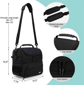img 1 attached to 🥪 Black MIER Dual Compartment Lunch Bag Tote - Insulated Leakproof Cooler Bag with Shoulder Strap for Men and Women