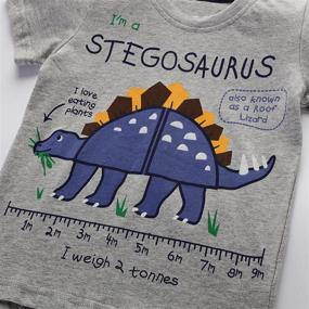 img 3 attached to Детская одежда для мальчиков "Stegosaurus": футболки с круглым вырезом с короткими рукавами с узором динозавра на верхней одежде, майках и рубашках.