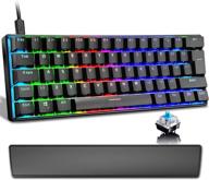 enhance your gaming experience with the 60% mechanical gaming keyboard and wrist rest - rainbow rgb backlit, anti-ghosting, type-c usb - perfect for typists, laptop, pc, mac gamers (black set/blue switch) logo