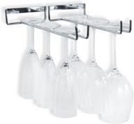 🍷 stylish and space-saving: wallniture stemware wine glass rack holder set of 2 - wall mount or under cabinet chrome design логотип