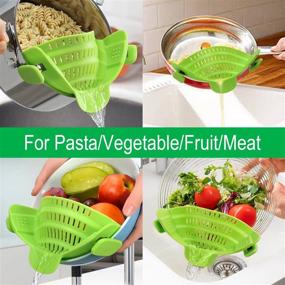 img 2 attached to 🍝 Convenient hands-free Clip-on Silicone Pot Strainer - Upgraded Kitchen Gadget for Efficient Pasta, Spaghetti, and Meat Grease Draining - Heat Resistant, Fits Pots, Pans, and Bowls - Green