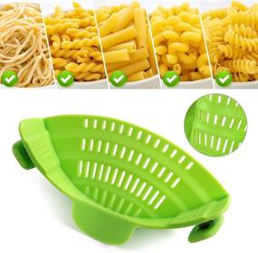 img 1 attached to 🍝 Convenient hands-free Clip-on Silicone Pot Strainer - Upgraded Kitchen Gadget for Efficient Pasta, Spaghetti, and Meat Grease Draining - Heat Resistant, Fits Pots, Pans, and Bowls - Green